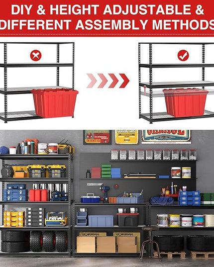 WORKPRO 5-Tier Heavy Duty Metal Shelving Unit, 48”W x 24”D x 72”H, Adjustable Storage Rack, 4000 lbs Total Load Capacity, Ideal for Garage, Basement, Warehouse, Workshop