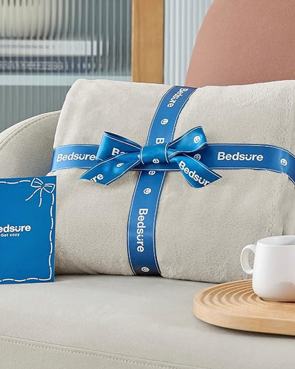 Bedsure Fleece Blanket Queen Blanket Linen - 280GSM Soft Lightweight Plush Cozy Blankets for Bed, Sofa, Couch, Travel, Camping