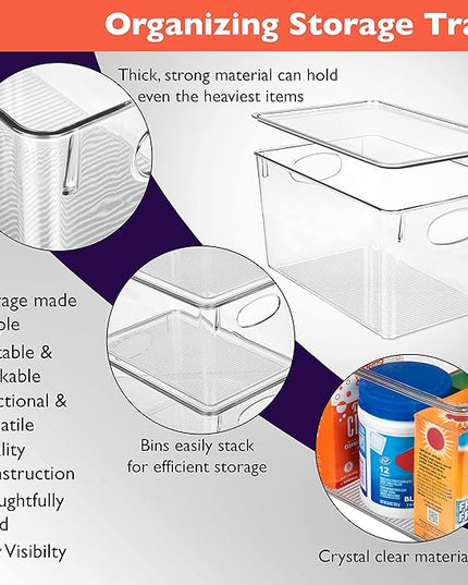 ClearSpace Plastic Storage Bins With lids, 8 Pack – Perfect Pantry Organization and Storage – Fridge Organizer, Pantry Storage Containers and Storage Bins, Cabinet Organizers
