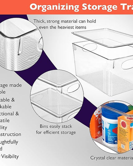 ClearSpace Plastic Storage Bins With lids, 4 Pack – Perfect Pantry Organization and Storage – Fridge Organizer, Pantry Storage Containers and Storage Bins, Cabinet Organizers