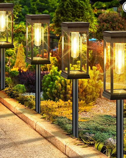 BesLowe 【Upgraded】 Solar Pathway Lights Outdoor, 6-Pack Large LED Solar Light Outdoor Waterproof, Super Bright Outside Lights for Yard, Sun-Powered Landscape Lighting for Garden Walkway, Warm White