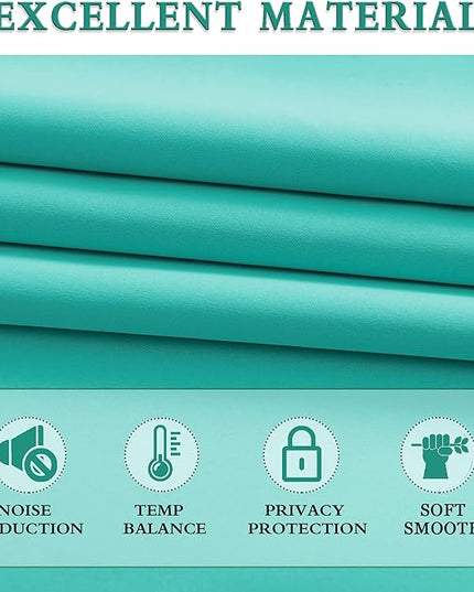 DONREN Turquoise Blackout Curtains - Room Darkening Thermal Insulated Living Room Window Curtain Panels Drapes (52 x 63 Inches Long,Set of 2)