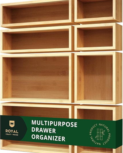 ROYAL CRAFT WOOD Bamboo Jewelry Organizer Box & Chests Set - Versatile Storage Solution for Makeup, Jewelry, and Bathroom Essentials (8 Boxes)