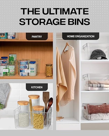 ClearSpace Clear Plastic Storage Bins – Pantry Organizers & Storage Containers, Cabinet Organizer - Home Organization Must Haves for Kitchen, Laundry Room, Office, Closet, Garage & Freezer