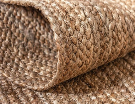 FRELISH DECOR Handwoven Jute Area Rug - 5x8 Feet Natural Yarn - Rustic Vintage Beige Braided Reversible Rectangular Rugs for Bedroom - Kitchen - Living Room - Farmhouse (5' x 8')