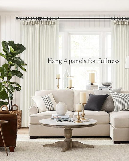 Topfinel 94 Inch Length Pinch Pleat Linen Curtains Drapes 2 Panels Set,Hooks Sense of Design Semi Sheer Elegance Window Curtains Living Room Bedroom,Half Price Drapes 94 inches Long Set of 2,Birch