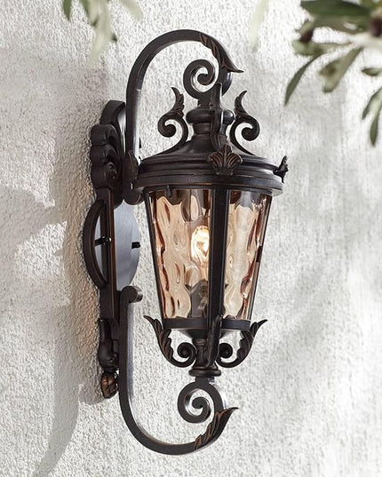 John Timberland Casa Marseille European Vintage Outdoor Wall Light Bronze French Vintage Sconce Fixture Decor for Exterior House Porch Patio Outside Deck Garage Yard Front Door Garden Home