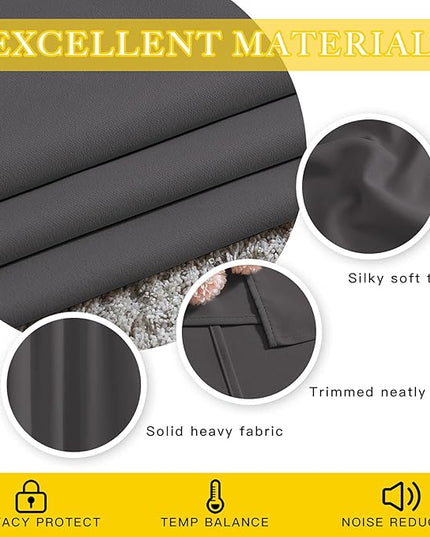 NICETOWN Blackout 118 inch Long Curtain for Living Room, Grommet Room Divider Sound Reducing Window Treatment for Sliding Glass Door/Bedroom, Gray, W80 x L118, 1 Panel