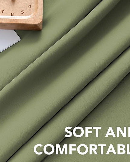 H.VERSAILTEX Blackout Curtains for Living Room Thermal Insulated Window Treatment Panels Room Darkening Blackout Drapes Back Tab/Rod Pocket Bedroom Draperies, 52 x 63 Inch, Sage, 2 Panels