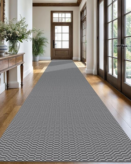 KOZYFLY Washable Runner Rug 3x20 ft Hallway Kitchen Runner Rugs with Rubber Backing Bobo Non Slip Entryway Runner Indoor, Long Carpet Runners for Hall Kitchen Entryway, Grey/Charcoal Grey