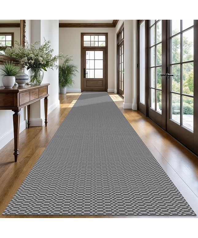KOZYFLY Washable Runner Rug 3x20 ft Hallway Kitchen Runner Rugs with Rubber Backing Bobo Non Slip Entryway Runner Indoor, Long Carpet Runners for Hall Kitchen Entryway, Grey/Charcoal Grey