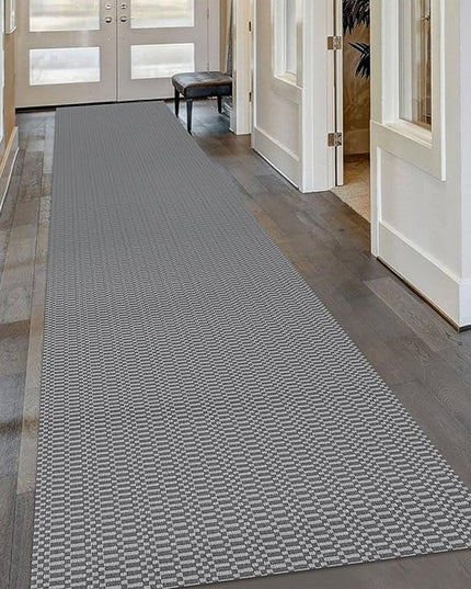 KOZYFLY Washable Runner Rug 3x16 ft Hallway Kitchen Runner Rugs with Rubber Backing Bobo Non Slip Entryway Runner Indoor, Long Carpet Runners for Hall Kitchen Entryway, Grey/Charcoal Grey