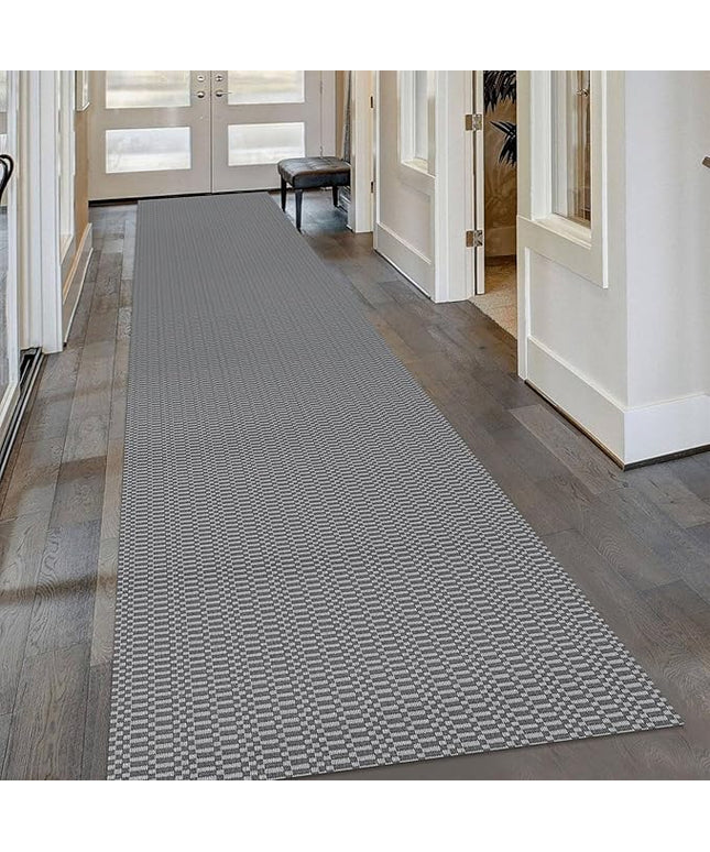 KOZYFLY Washable Runner Rug 3x16 ft Hallway Kitchen Runner Rugs with Rubber Backing Bobo Non Slip Entryway Runner Indoor, Long Carpet Runners for Hall Kitchen Entryway, Grey/Charcoal Grey