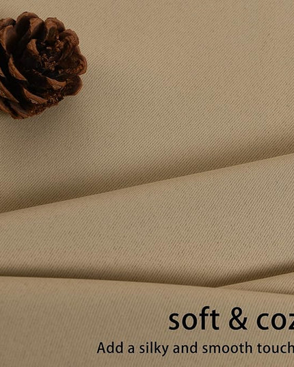 JIUZHEN Blackout Curtains with Tiebacks - Thermal Insulated, Light Blocking and Noise Reducing Grommet Curtains for Bedroom and Living Room, Set of 2 Window Curtain Panels, 42 x 84 Inch Length，Camel