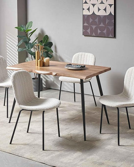 NORDICANA 5-Piece Dining Table Set, Modern Rectangular Dining Table and Chairs Set for Kitchen, Dining Room, Dinette, Breakfast Nook w/ 4 Chairs - Boucle White