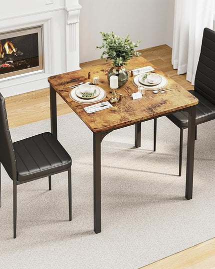 Gizoon Kitchen Table for 2, Table and Chairs Set of 2, 3 Piece Dinner Table Set with 2 Upholstered PU Leather Chairs for Dining Room, Living Room, Apartment, Small Space, Retro