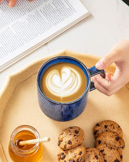 vancasso STARRY Coffee Mugs Set, 16 oz Ceramic Coffee Cups for Americano Hot Tea Iced Coffee Cold Brew Cocoa Milk Stoneware Mugs Set of 6, Dishwasher & Microwave Safe, Blue