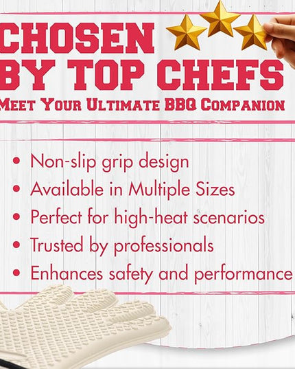 KITCHEN PERFECTION Silicone Smoker Oven Gloves For Women -Extreme Heat Resistant BBQ Gloves -Handle Hot Food Right on Your Smoker Grill Fryer|Waterproof Oven Mitts Grill Gloves |Superior Set+3 Bonuses
