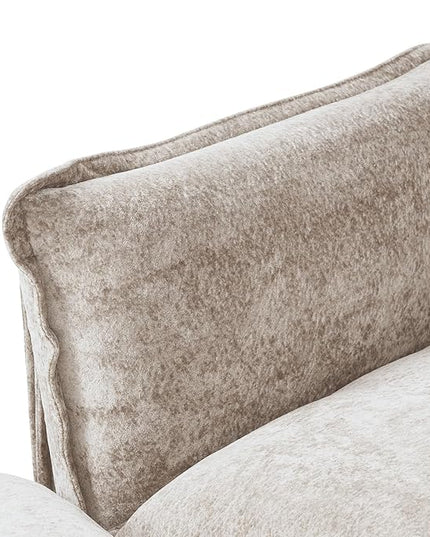 WJShome Modular Velvet Sectional Sofa with Chaise, 74" Modern L-Shaped Couch for Living Room, 3-Seater Sofa with Removable Cushions and 8" High Metal Legs, Easy to Clean, Oatmeal