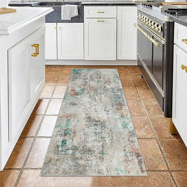 Modern Abstract 2x8 Runner Rug Washable Non Slip Stain Resistant Rug for Hallway Kitchen Bedroom Non Shedding Low Pile Indoor Floor Cover,Colorful