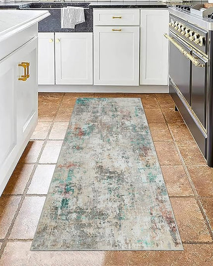 Modern Abstract 2x10 Runner Rug Washable Non Slip Stain Resistant Rug for Hallway Kitchen Bedroom Non Shedding Low Pile Indoor Floor Cover,Colorful