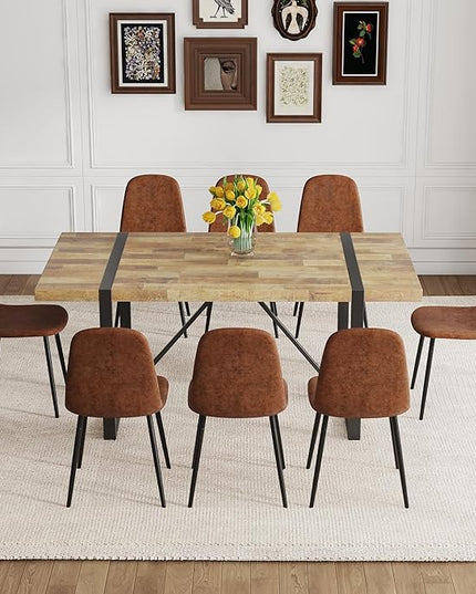 9 Piece Dining Table Set，Dining Room Table Set for 8，71'' Kitchen Table and PU Leather Chairs Set of 8，8 Chair Dining Table Set for Kitchen Dining Room