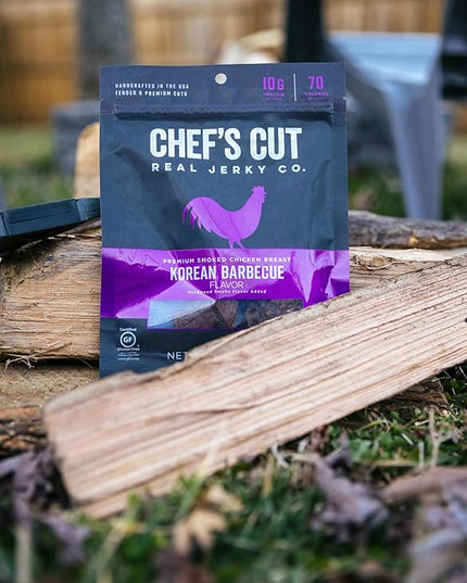 Chef’s Cut Real Chicken Jerky | High Protein Meat Snack with 10 g Protein & 70 Calories, Gluten Free, Keto-Friendly, Premium Lean Smoked Chicken Breast | Korean Barbecue | 2.5 oz (Pack of 4)