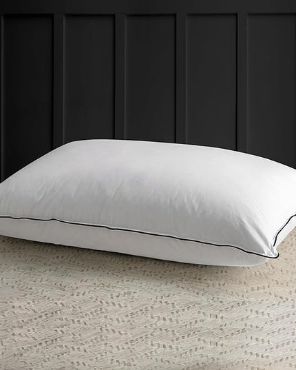 APSMILE Medium Firm Feathers Down/Poly Pillow Queen Size Pack of 1, Luxury Feather Pillow for Sleeping, 100% Organic Cotton Cover Hotel Collection Bed Pillows (White, 20"x30")
