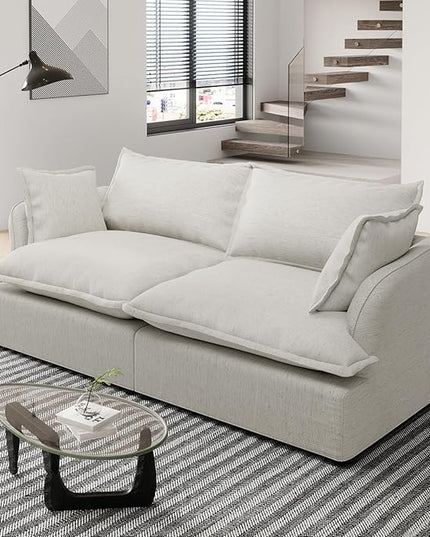 Loveseat Cloud Modular Sectional Sofa, 2 Seater Convertible Deep Seat Sectional Couch,Cozy Down Fill Sofa, Detachable Couch Cushion Covers,Corner Sofa for Living Room,Office,Gray