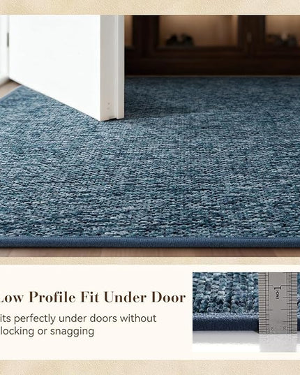 MontVoo Door Mat Indoor Entrance Doormat, Absorbent Durable Rubber Non Slip Front Door Mat for Inside Entry Entryway Dirt Trapper Welcome Mat, Navy Blue 24''x36''