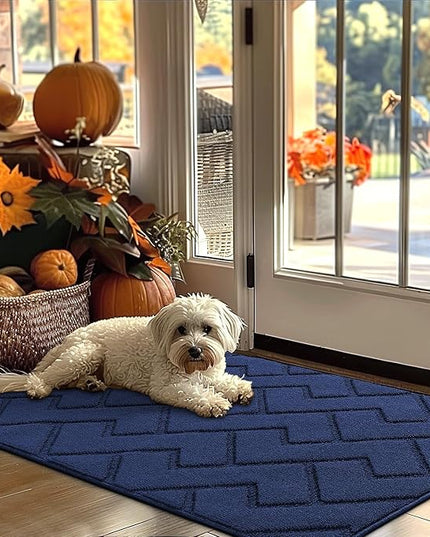 hicorfe Indoor Door Mat,Non Slip Door Mats,32"x48" Front Back Door Mat Rubber Backing,Absorbent Resist Dirt Entrance Inside Floor Mats for Entryway Washable Low-Profile(Navy Blue)