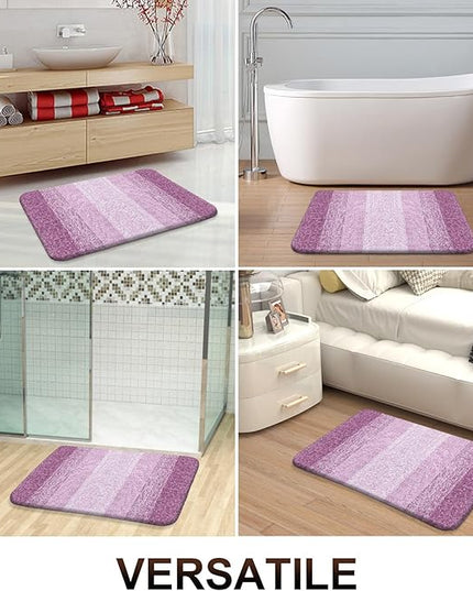 OLANLY Bathroom Rug Set 2 Piece, Soft Absorbent Microfiber Bath Mats and U-Shaped Contour Toilet Rug, Non-Slip, Machine Wash Dry, Plush Shaggy Bath Mats for Bathroom (24"x16"+24"x20", Pinkish-Purple)