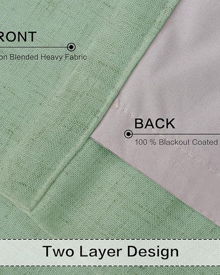 YZ HOME Sage Green Pinch Pleated 100% Blackout Curtains 95 Inches Long Linen Room Darkening Window Curtains for Living Dining Room Bedroom Thermal Insulated Pinch Pleat Double Layer Drapes with Hooks