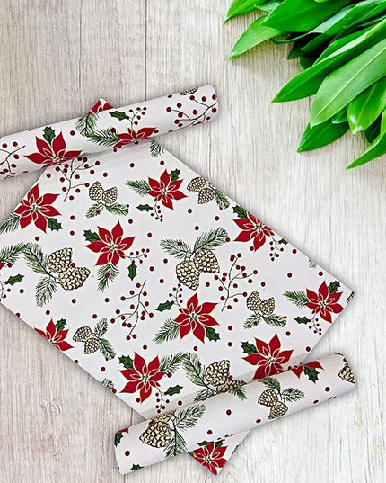 Urban Villa ChristmasPlacemats Pine Cone Print 100% Cotton Fused Placemats 14''x 20'' Over Sized Set of 6 Every Day Use Heavier QualityPlacemats