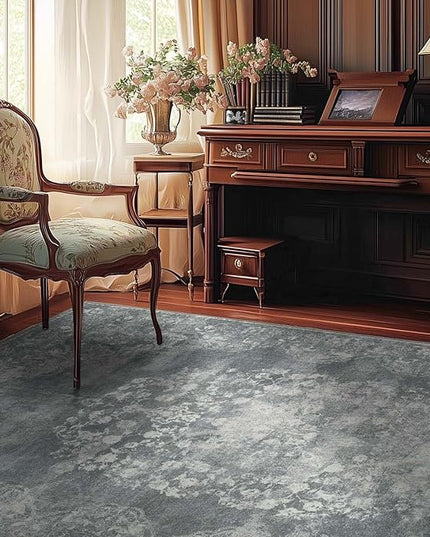 jinchan Vintage Floral 5x7 Area Rugs - Machine Washable Distressed Design Soft Ultra-Thin Low-Pile Non-Slip Carpet for Kitchen Bedroom Nursery Living Room Dining Room Home Office (5x7ft, Grey)