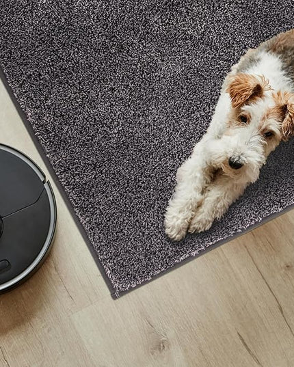 PURRUGS Easy Care Area Rug 4.5ft x 7ft, Non-Slip Washable Entryway Rug, Dog Door Mat, Stain Resistant Accent Rug for Hallway, Living Room, Bedroom and Mudroom, Light Grey-Dark Grey