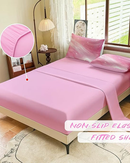 Full Size Bedding Sets Kids Bedding Sets for Girls, Galaxy Bedding 5 Pieces Bed in A Bag Full Size, Glitter Colorful Comforter for Girls