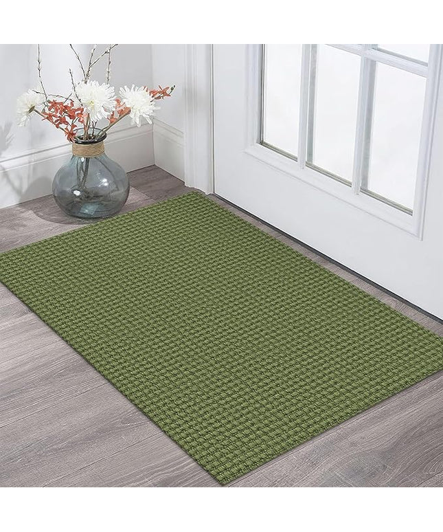 KOZYFLY Indoor Door Mat 2x3 ft Small Area Rugs Washable Front Door Mat Non Slip Rubber Backed Entryway Rug Cotton Entrance Doormat for Front Porch Bathroom Kitchen Bedroom, Bright Green/Earthy Green