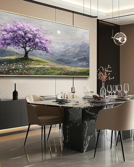 FUHAIHUA Wood Framed Canvas Wall Art For Living Room Wall Decor For Bedroom Office Wall Decoration Purple Tree Painting Farmhouse Pictures Artwork Room Aesthetic Home Decor 20x40 In