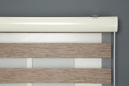 Shadesu Custom Size Zebra Blinds for Windows, 91" W x 72 H, Brown, Dual Layer Free-Stop Zebra Shades, Light Control for Day and Night, Sheer Blinds for Indoor Windows, Bedroom, Kitchen