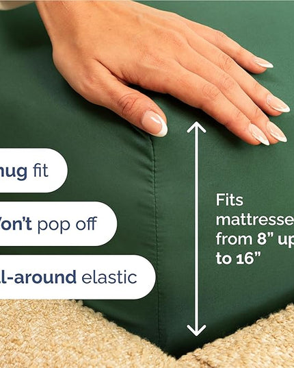 Full Size 4 Piece Sheet Set - Comfy Breathable & Cooling Bed Sheets Set - Hotel Luxury Bedding for Women, Men, Kids, Teens, Boys & Girls - Deep Pockets, Soft, Wrinkle Free - Oeko-Tex - Emerald Green
