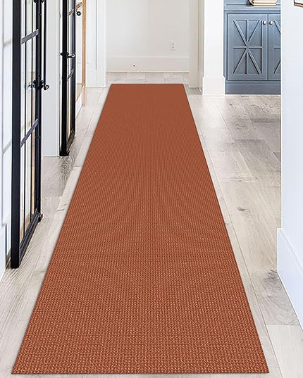 KOZYFLY Long Runners for Hallways 3x12 ft Washable Kitchen Runner Non Slip Rubber Backed Hallway Rugs Cotton Entryway Runner Rug Floor Carpet for Indoor Hall, Backdoor, Kitchen, Orange/Tan