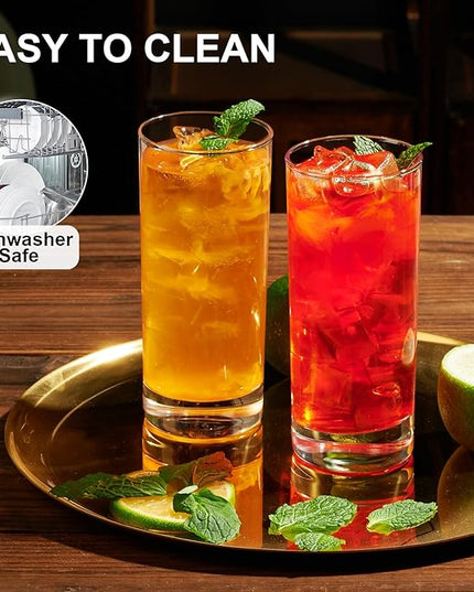 PARACITY Highball Glasses Set of 2, Drinking Glasses 10 Oz, Clear Glass Cups, Tall Tumbler Water Glasses, Glassware Set for Cocktail, Coffee, Mojitos