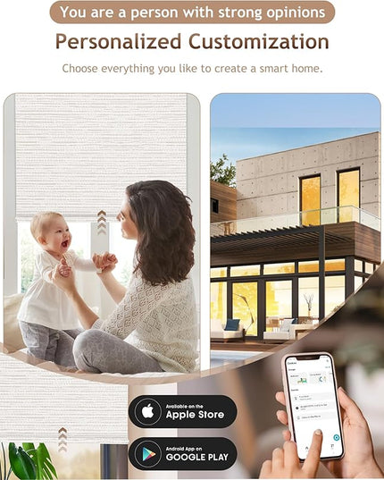 Kincmo Motorized Blinds with Remote,100% Blackout Motorized Roller Shades Work with Apple Homekit,Alexa,Google, Custom Electric Blinds with App,Voice Control (Aqua Waves Beige)