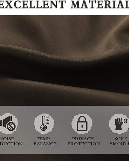 DONREN Blackout Rod Pocket Curtain Panels - Thermal Insulated Curtains for Living Room (Chocolate Brown,42 W x 72 L Inch,2 Panels)
