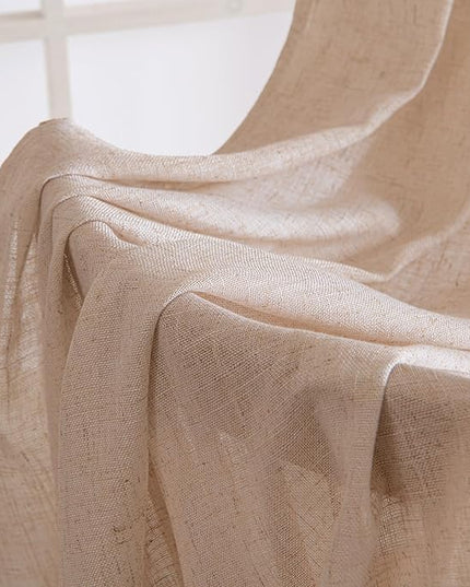 MIULEE Natural Beige Linen Curtains 108 Inches Long 2 Panels for Bedroom Living Room, Soft Linen Textured Window Drapes Semi Sheer Light Filtering Back Tab Rod Pocket Farmhouse Burlap Look Decor