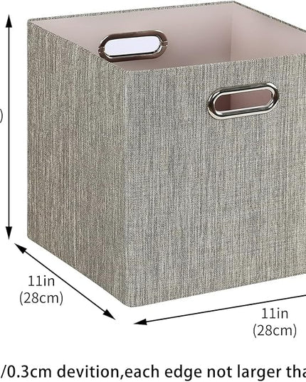 Posprica Storage Bins,11×11 Foldable Storage Cubes Boxes Container Closet Organizer Shelf Cabinet Bookcase,Thick Fabric Drawer Container - 4pcs,Coffee