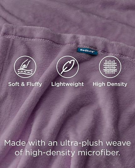 Bedsure GentleSoft Fleece Bed Blankets Queen Size Fog Purple - Soft Lightweight Plush Fuzzy Cozy Luxury Blanket Microfiber, 90x90 inches