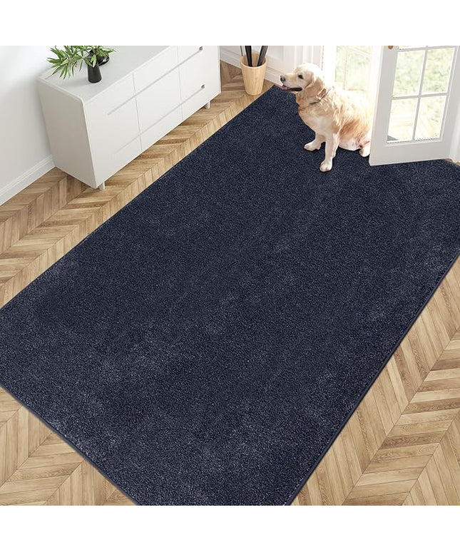 PURRUGS Easy Care Area Rug 4.5ft x 7ft, Non-Slip Washable Entryway Rug, Dog Door Mat, Stain Resistant Accent Rug for Hallway, Living Room, Bedroom and Mudroom, Navy Blue