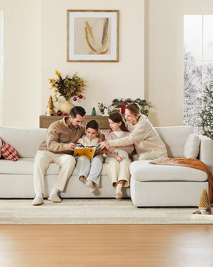 CHITA Oversized Modular Sectional Sofa, FSC Certified L Shaped Sectional Couches for Living Room, 112 inch Width,4 Seat Modular Sofa with Storage Ottoman, Linen